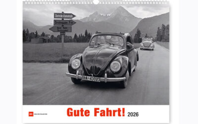 Gute Fahrt! 2026 – Foto-Kalender mit VW Käfer-Modellen aus verschiedenen Jahrzehnten